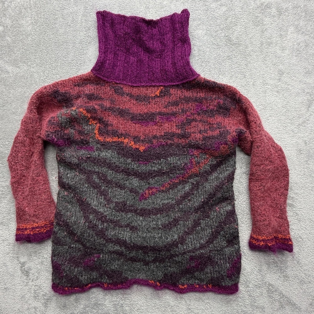 Free People‎ Sweater Womens M Multicolor Turtleneck Pullover Oversized Striped
